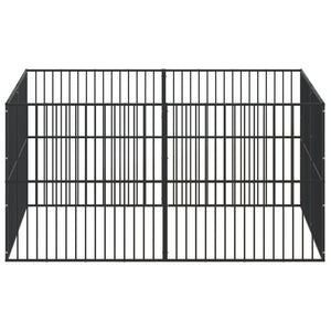 vidaXL Dog Playpen 8 Panels Black Galvanised Steel