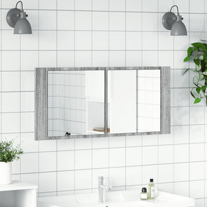 vidaXL LED Bathroom Mirror Cabinet Grey Sonoma 100x12x45 cm