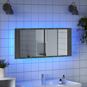 vidaXL LED Bathroom Mirror Cabinet Grey Sonoma 100x12x45 cm