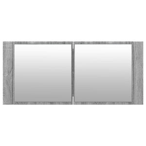 vidaXL LED Bathroom Mirror Cabinet Grey Sonoma 100x12x45 cm