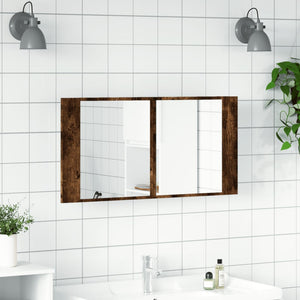 vidaXL LED Bathroom Mirror Cabinet Smoked Oak 90x12x45 cm Acrylic