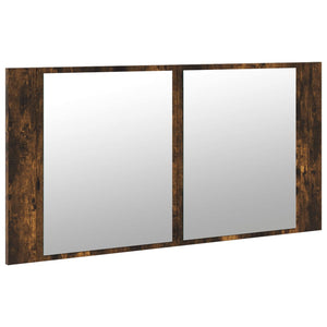 vidaXL LED Bathroom Mirror Cabinet Smoked Oak 90x12x45 cm Acrylic