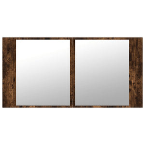 vidaXL LED Bathroom Mirror Cabinet Smoked Oak 90x12x45 cm Acrylic