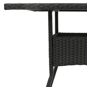 vidaXL Garden Table with Glass Top Black 80x80x75 cm Poly Rattan