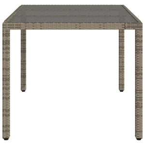 vidaXL Garden Table with Glass Top Grey 150x90x75 cm Poly Rattan