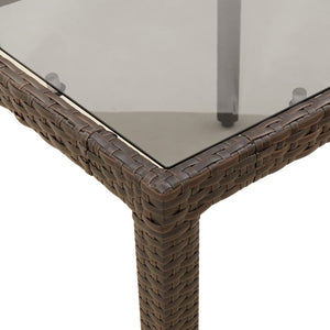 vidaXL Garden Table with Glass Top Brown 190x90x75 cm Poly Rattan