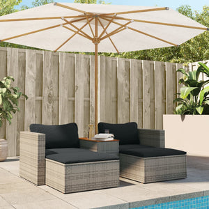 vidaXL 5 Piece Garden Sofa Set with Cushions Grey Poly Rattan Acacia