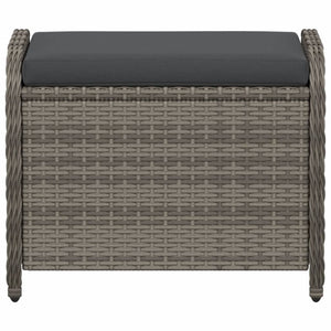 vidaXL Garden Stool with Cushion Grey 58x46x46 cm Poly Rattan