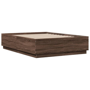 vidaXL Bed Frame with LED without Mattress Brown Oak 140x190 cm