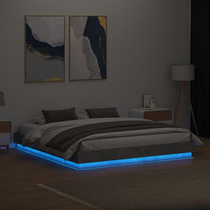 vidaXL Bed Frame with LED without Mattress Concrete Grey 200x200 cm