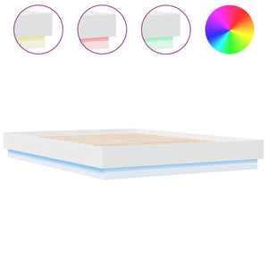 vidaXL Bed Frame with LED without Mattress White 120x200 cm