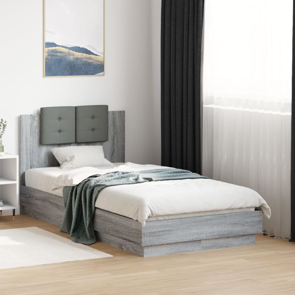 vidaXL Bed Frame without Mattress Grey Sonoma 75x190 cm Small Single