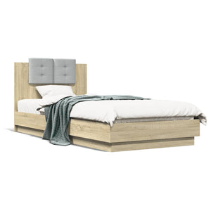 vidaXL Bed Frame with LED without Mattress Sonoma Oak 100x200 cm