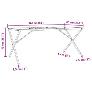 vidaXL Dining Table Legs X-Frame 160x80x73 cm Cast Iron