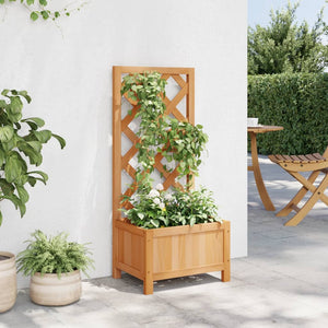 vidaXL Planter with Trellis Brown Solid Wood Fir