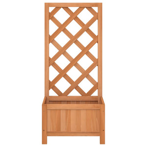 vidaXL Planter with Trellis Brown Solid Wood Fir