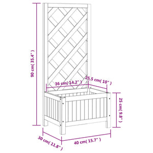 vidaXL Planter with Trellis Brown Solid Wood Fir