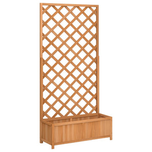 vidaXL Planter with Trellis Brown Solid Wood Fir