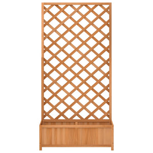 vidaXL Planter with Trellis Brown Solid Wood Fir