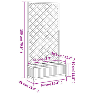 vidaXL Planter with Trellis Brown Solid Wood Fir