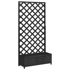 vidaXL Planter with Trellis Black Solid Wood Fir