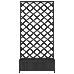 vidaXL Planter with Trellis Black Solid Wood Fir