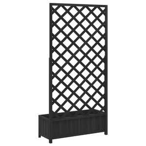 vidaXL Planter with Trellis Black Solid Wood Fir