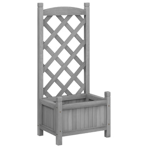 vidaXL Planter with Trellis Grey Solid Wood Fir