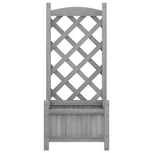 vidaXL Planter with Trellis Grey Solid Wood Fir