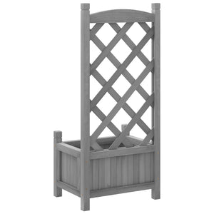 vidaXL Planter with Trellis Grey Solid Wood Fir