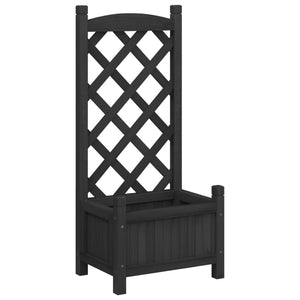 vidaXL Planter with Trellis Black Solid Wood Fir