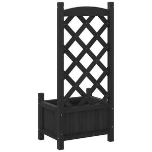 vidaXL Planter with Trellis Black Solid Wood Fir