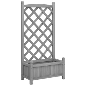 vidaXL Planter with Trellis Grey Solid Wood Fir