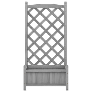 vidaXL Planter with Trellis Grey Solid Wood Fir