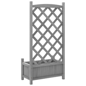 vidaXL Planter with Trellis Grey Solid Wood Fir