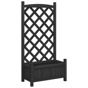 vidaXL Planter with Trellis Black Solid Wood Fir