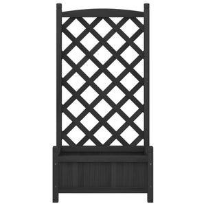 vidaXL Planter with Trellis Black Solid Wood Fir