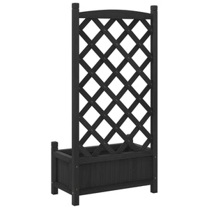 vidaXL Planter with Trellis Black Solid Wood Fir