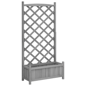 vidaXL Planter with Trellis Grey Solid Wood Fir