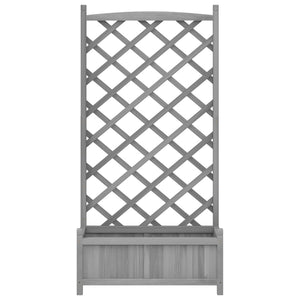 vidaXL Planter with Trellis Grey Solid Wood Fir