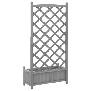 vidaXL Planter with Trellis Grey Solid Wood Fir