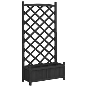 vidaXL Planter with Trellis Black Solid Wood Fir