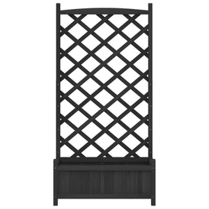 vidaXL Planter with Trellis Black Solid Wood Fir