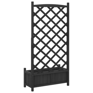 vidaXL Planter with Trellis Black Solid Wood Fir