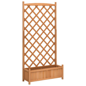 vidaXL Planter with Trellis Brown Solid Wood Fir