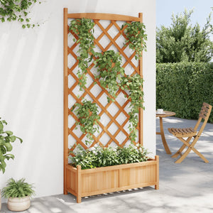 vidaXL Planter with Trellis Brown Solid Wood Fir