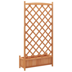 vidaXL Planter with Trellis Brown Solid Wood Fir