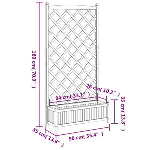 vidaXL Planter with Trellis Brown Solid Wood Fir