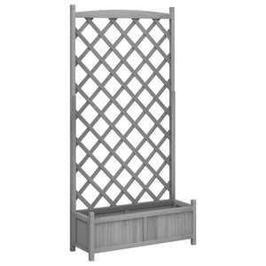 vidaXL Planter with Trellis Grey Solid Wood Fir