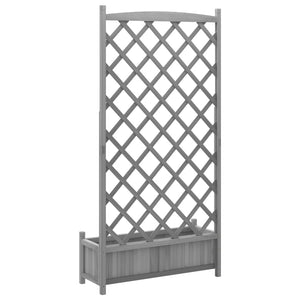 vidaXL Planter with Trellis Grey Solid Wood Fir